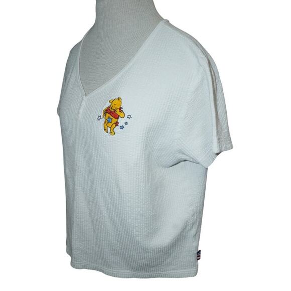 Disney Winnie the Pooh Patriotic Stars Henley Sleep Top Women’s L 100% Cotton - Picture 1 of 6